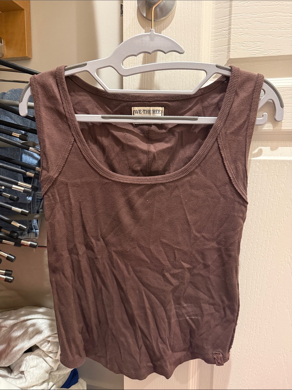 We The Free Chocolate Brown Ribbed Tank